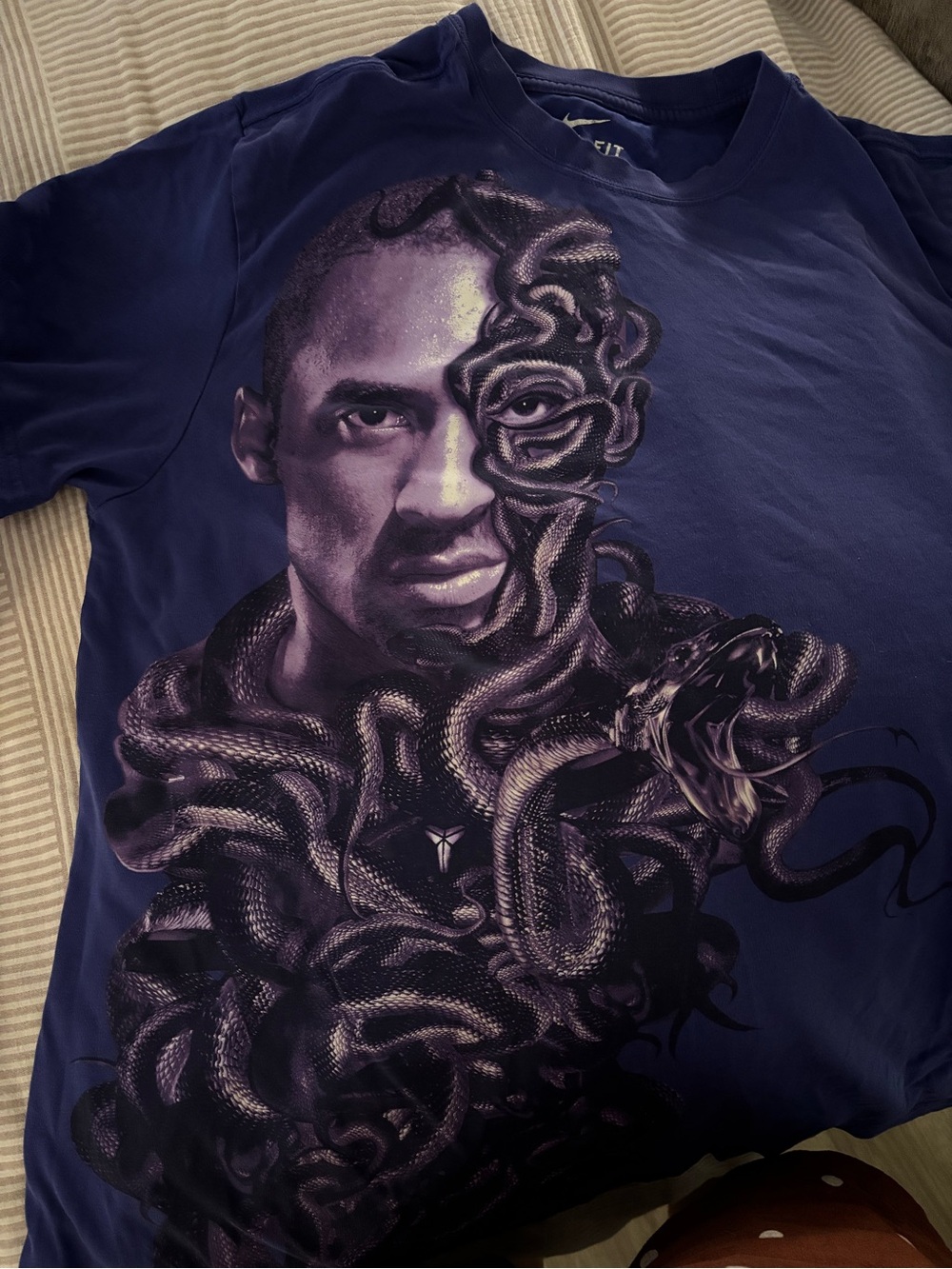 Purple Mamba Graphic Basketball Tee with Snake Portrait